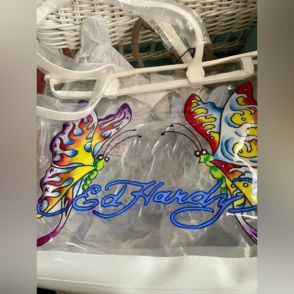 New- Ed Hardy butterfly clear tote bag -Handbag ❤️MSRP$159 - Picture 5 of 13